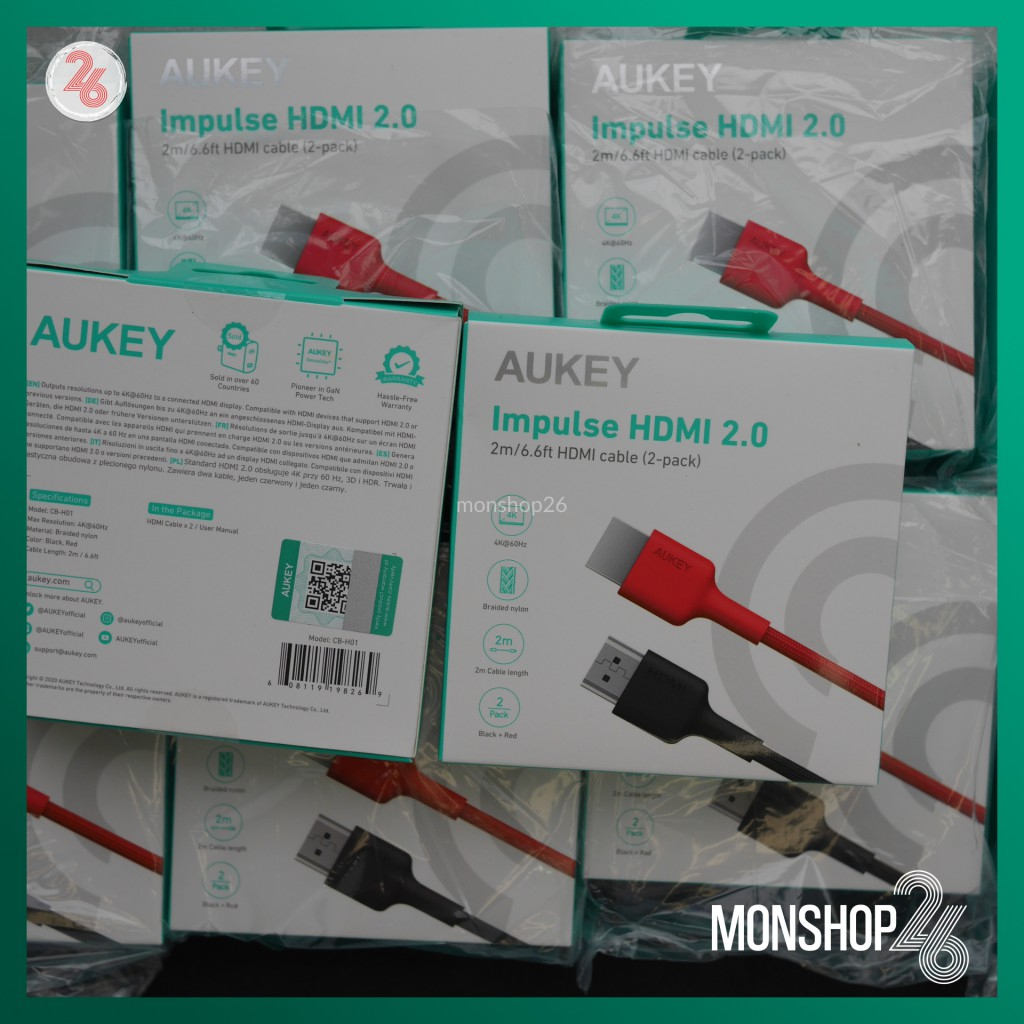 🔌 Bộ cáp HDMI to HDMI Aukey CB-H01 bọc dù dài 2m - Chính hãng 🔌