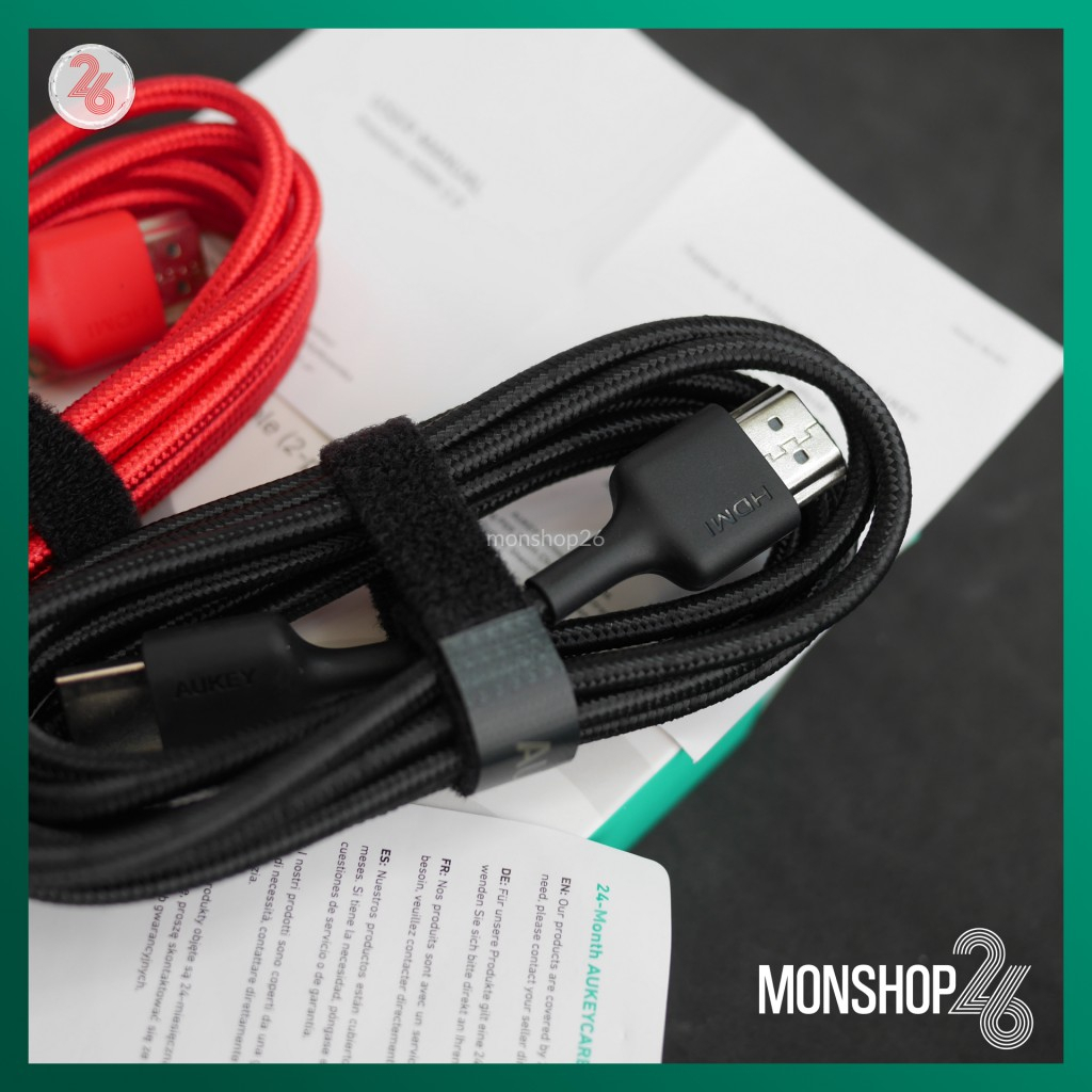 🔌 Bộ cáp HDMI to HDMI Aukey CB-H01 bọc dù dài 2m - Chính hãng 🔌