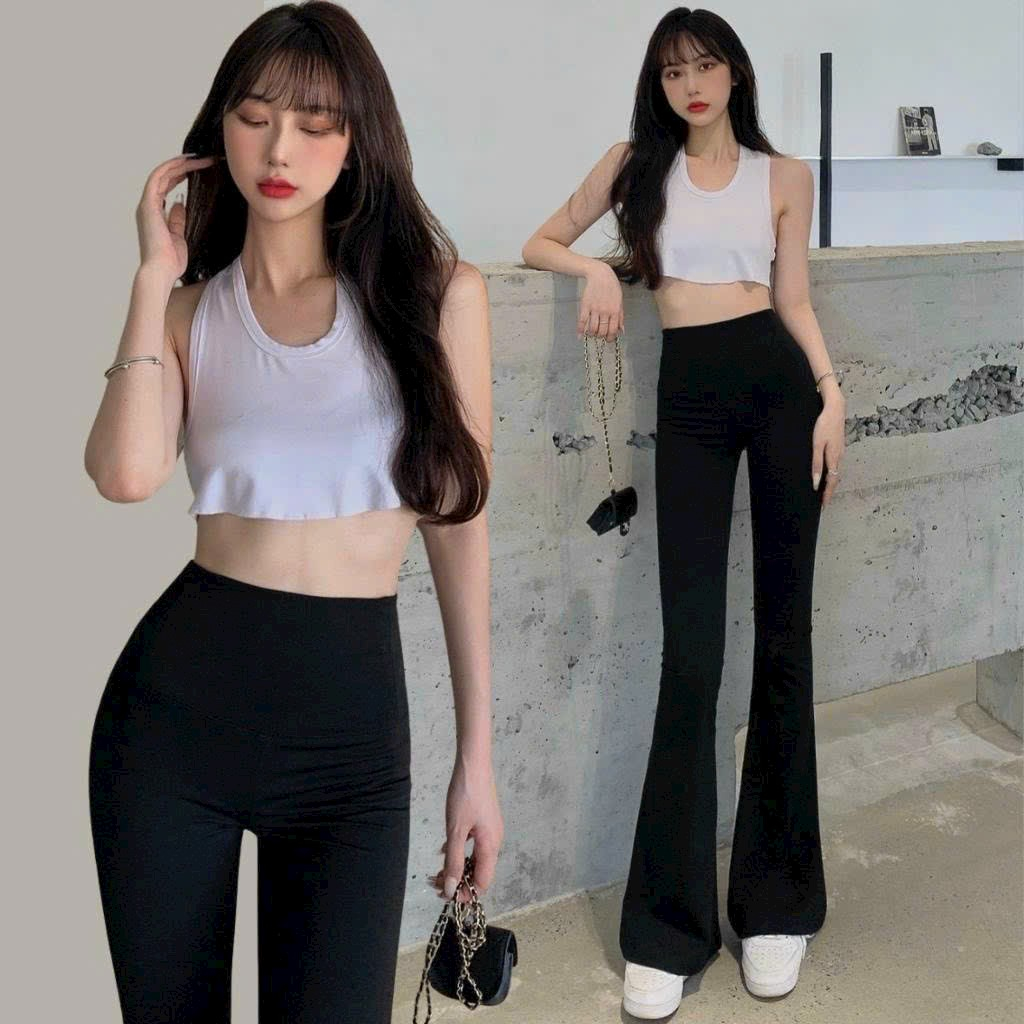 Quần Ống Loe Legging Cạp Cao 10cm Nâng Vòng 3 Hack Dáng