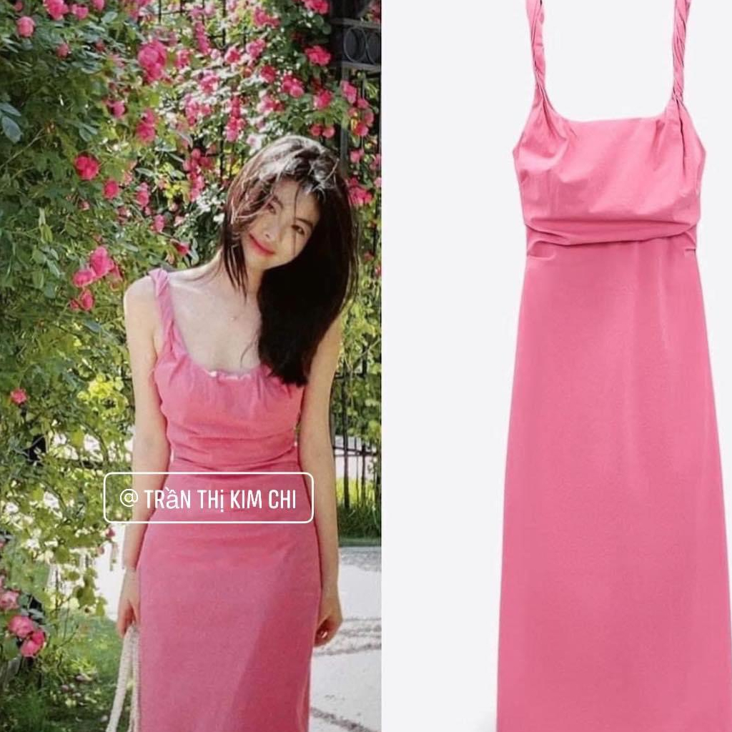 ĐẦM 2 DÂY XOẮN HỒNG DÁNG DÀI ZR TQXK