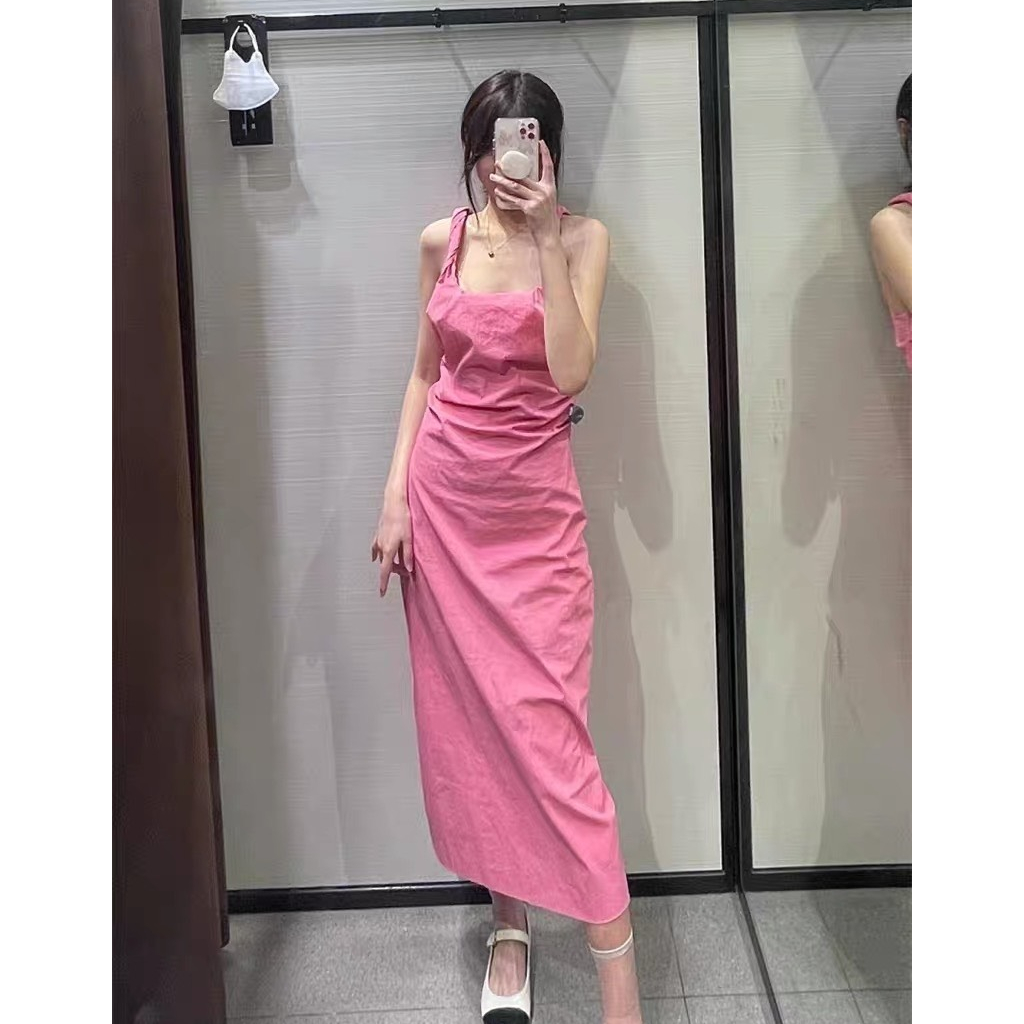 ĐẦM 2 DÂY XOẮN HỒNG DÁNG DÀI ZR TQXK