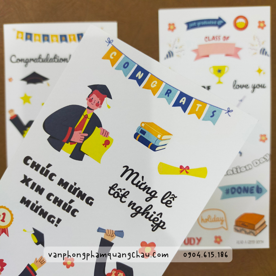 Sticker tự cắt dán chủ đề sinh nhật, lễ tốt nghiệp - Set 3 tờ tự cắt dán
