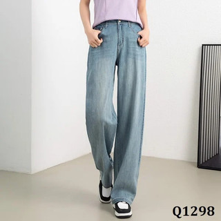 Q1298-quần jeans ống suông túi kiểu
