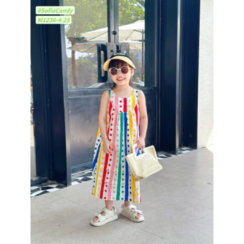 Đầm váy yếm bé gái mùa hè đầm thiết kế của SOFIA candy Size 10-40kg