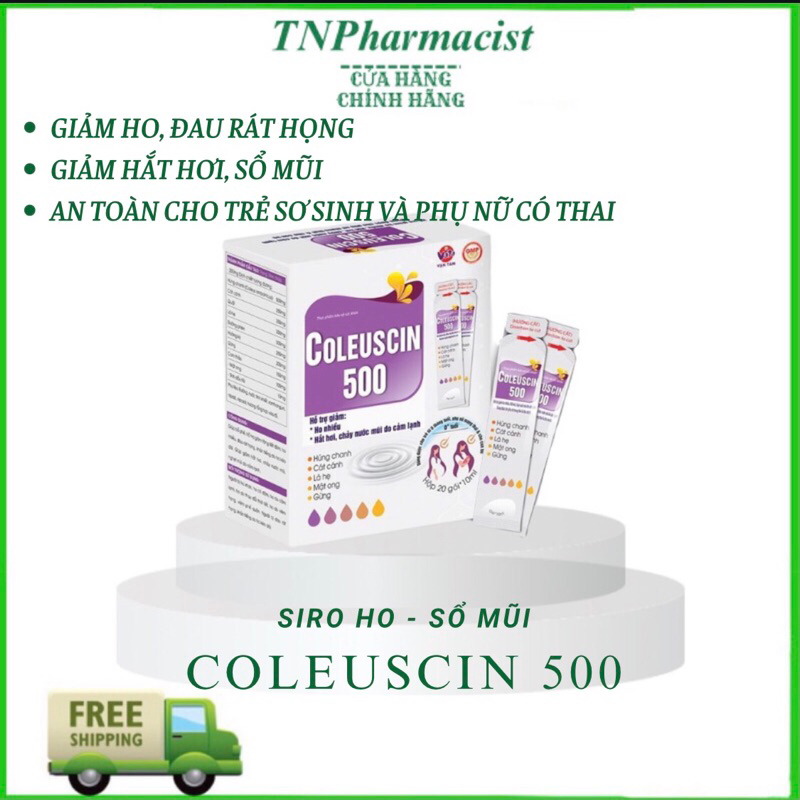 COLEUSCIN 500 Vạn Tam - Siro ho cảm cho bà bầu, trẻ sơ sinh dạng gói - Hộp 20 gói - giải cảm, giảm ho, giảm đờm