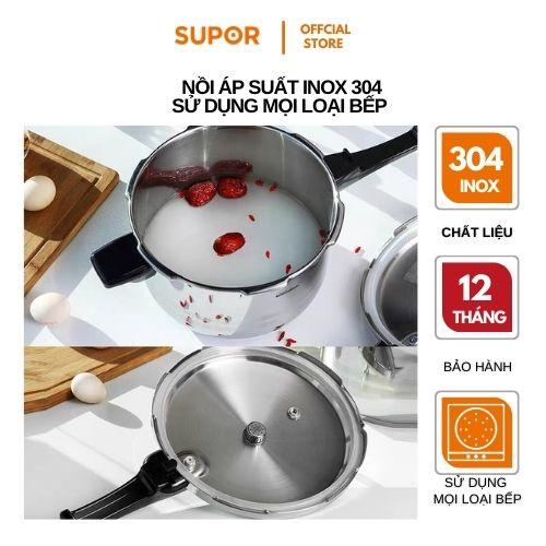 Nồi áp suất bếp từ Supor inox 304 cao cấp 18cm-3.0 L YW183FA1-VN (Bạc) hàng chính hãng bảo hành 12 tháng