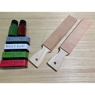 5x30cm Cây liếc 2 mặt da có cán cầm loại nhỏ