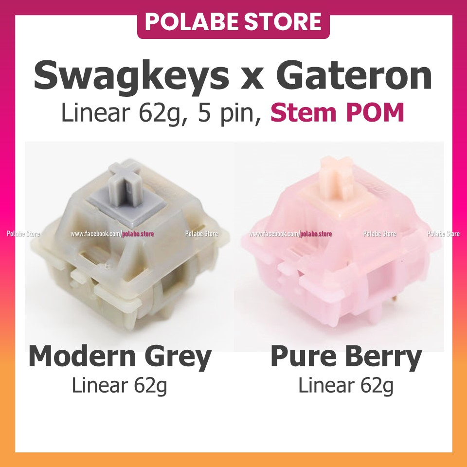 Gateron Pure Berry bàn phím cơ Swagkeys Modern Grey linear switch Gateron Pure Sky - Polabe Store