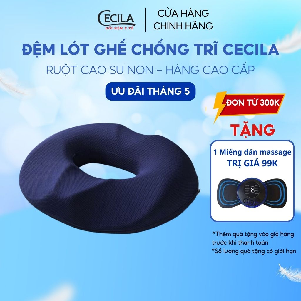 Gối lót ghế ngồi y tế chống trĩ CECILA giảm ê mỏi mông cho dân văn phòng, bà bầu, người bệnh trĩ