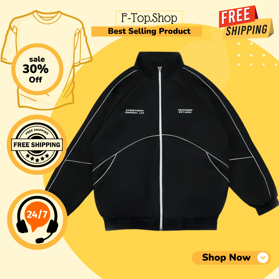 Áo khoác dù nam nữ unisex NOWSAIGON màu đen viền phản quang form rộng - Unisex Clothes