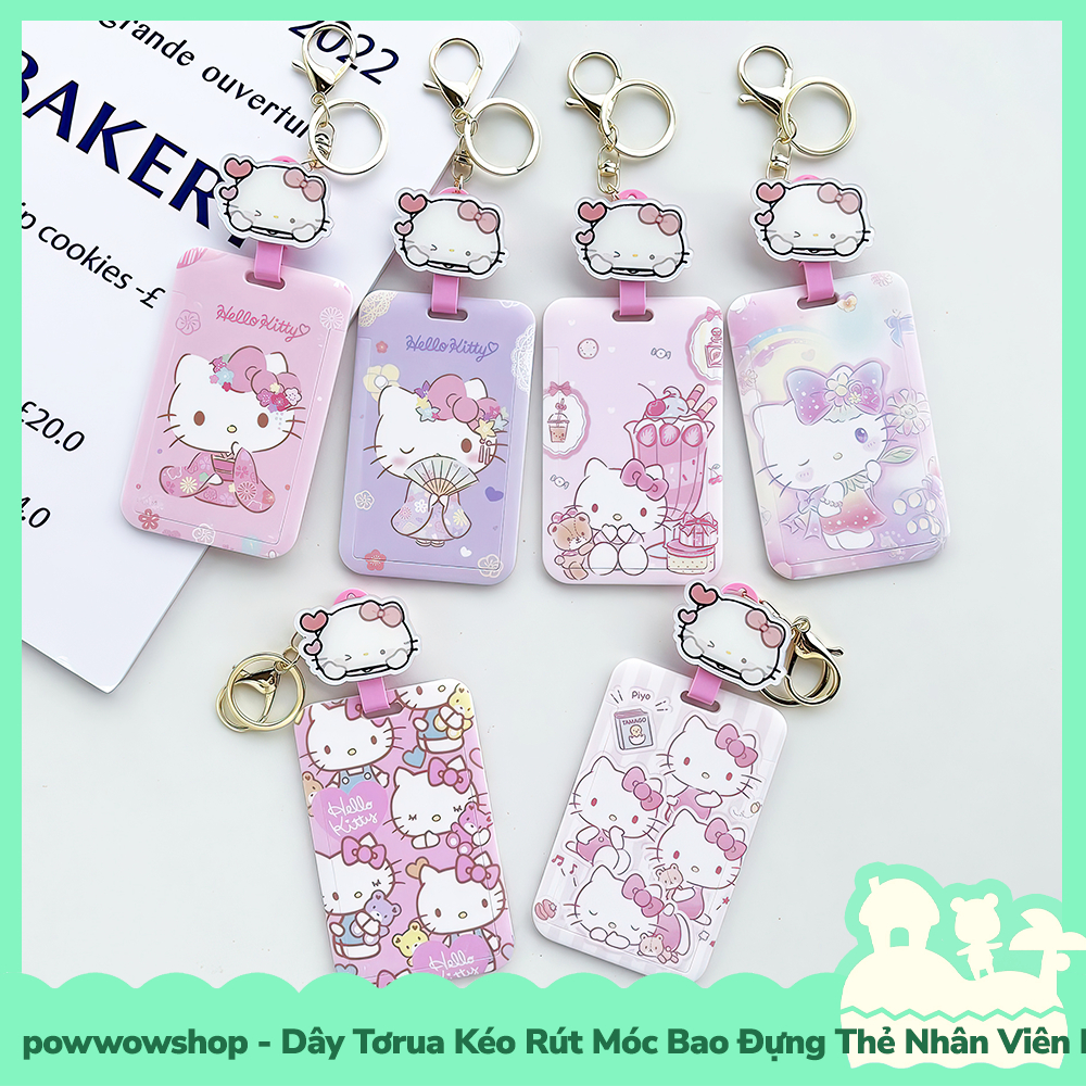 [Sẵn VN - Hỏa Tốc] Dây Tơrua Kéo Rút Móc Bao Đựng Thẻ Nhân Viên Nhựa ABS Phong Cách Nhân Vật Hoạt Hình Sanrio Hello K