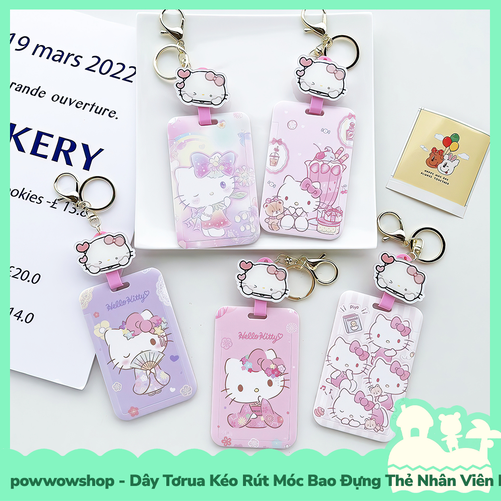[Sẵn VN - Hỏa Tốc] Dây Tơrua Kéo Rút Móc Bao Đựng Thẻ Nhân Viên Nhựa ABS Phong Cách Nhân Vật Hoạt Hình Sanrio Hello K
