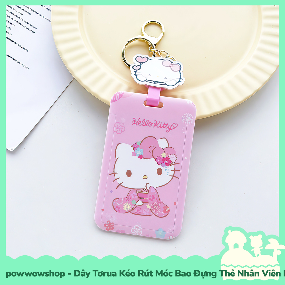 [Sẵn VN - Hỏa Tốc] Dây Tơrua Kéo Rút Móc Bao Đựng Thẻ Nhân Viên Nhựa ABS Phong Cách Nhân Vật Hoạt Hình Sanrio Hello K