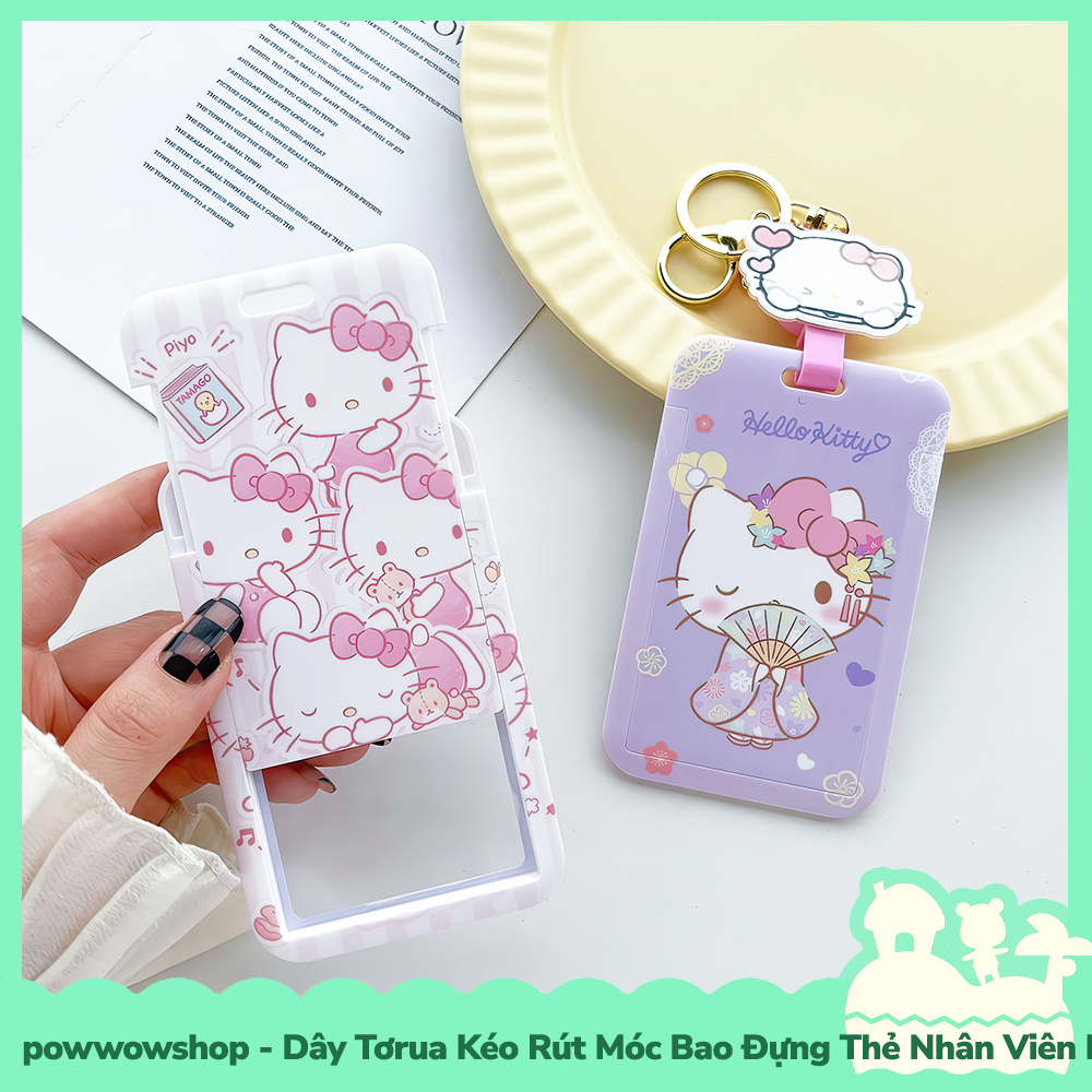 [Sẵn VN - Hỏa Tốc] Dây Tơrua Kéo Rút Móc Bao Đựng Thẻ Nhân Viên Nhựa ABS Phong Cách Nhân Vật Hoạt Hình Sanrio Hello K