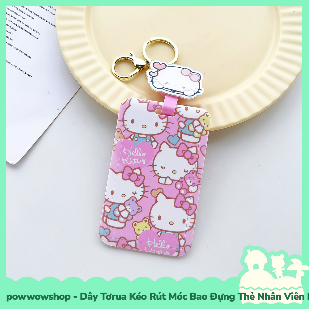 [Sẵn VN - Hỏa Tốc] Dây Tơrua Kéo Rút Móc Bao Đựng Thẻ Nhân Viên Nhựa ABS Phong Cách Nhân Vật Hoạt Hình Sanrio Hello K