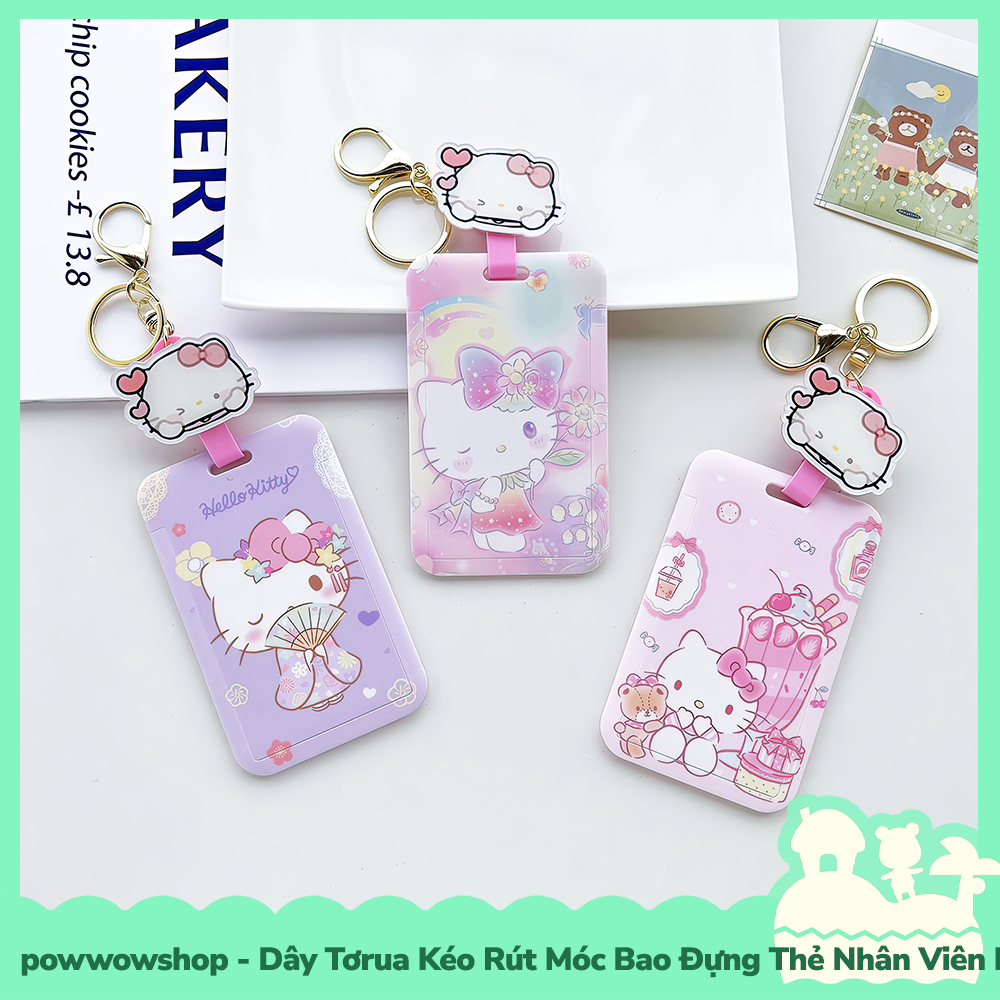 [Sẵn VN - Hỏa Tốc] Dây Tơrua Kéo Rút Móc Bao Đựng Thẻ Nhân Viên Nhựa ABS Phong Cách Nhân Vật Hoạt Hình Sanrio Hello K