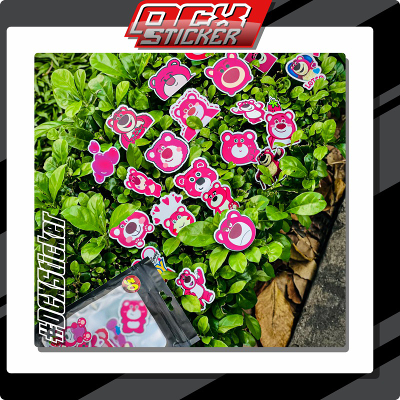 Sticker Gấu Dâu Trang Trí | Hình Dán Gấu Dâu Lotso Cute Dán Mũ Bảo Hiểm Điện Thoại Laptop Sổ Bình Nước | STK-003