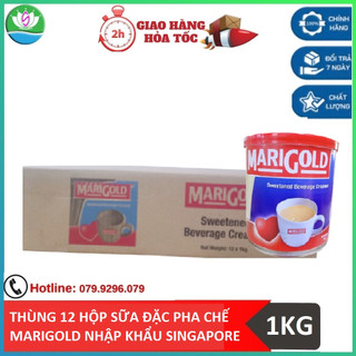 [Hỏa tốc HCM] Thùng 12 lon Sữa Đặc Có Đường Cao Cấp MARIGOLD Lon 1KG - Nhập khẩu Singapore - Kem Đặc Có Đường