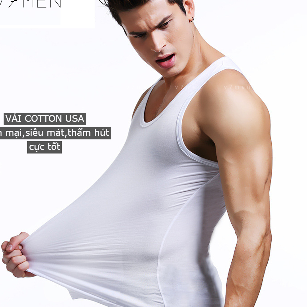 🔥 Cotton 100% 🔥 Áo Ba Lỗ Nam Thun Co Dãn - Áo Sát Nách Nam Cao Cấp Phông Kiểu Dáng Thể Thao Thấm Hút Tập Gym 7men