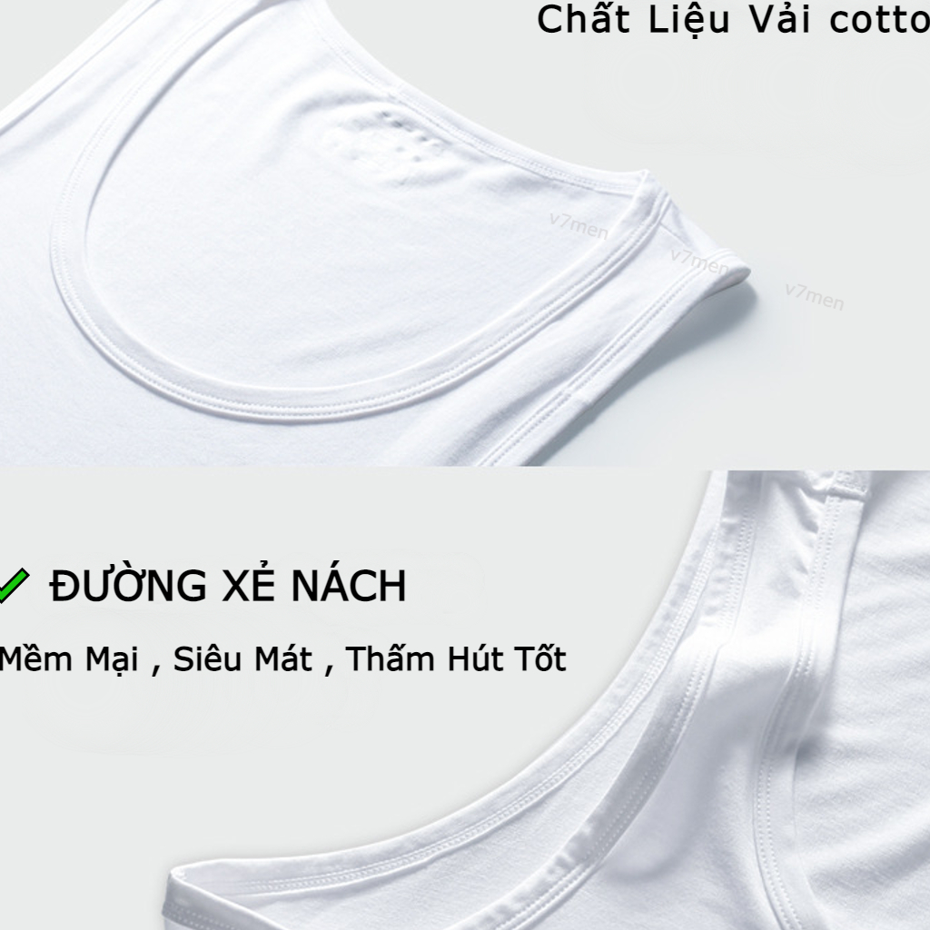 🔥 Cotton 100% 🔥 Áo Ba Lỗ Nam Thun Co Dãn - Áo Sát Nách Nam Cao Cấp Phông Kiểu Dáng Thể Thao Thấm Hút Tập Gym 7men