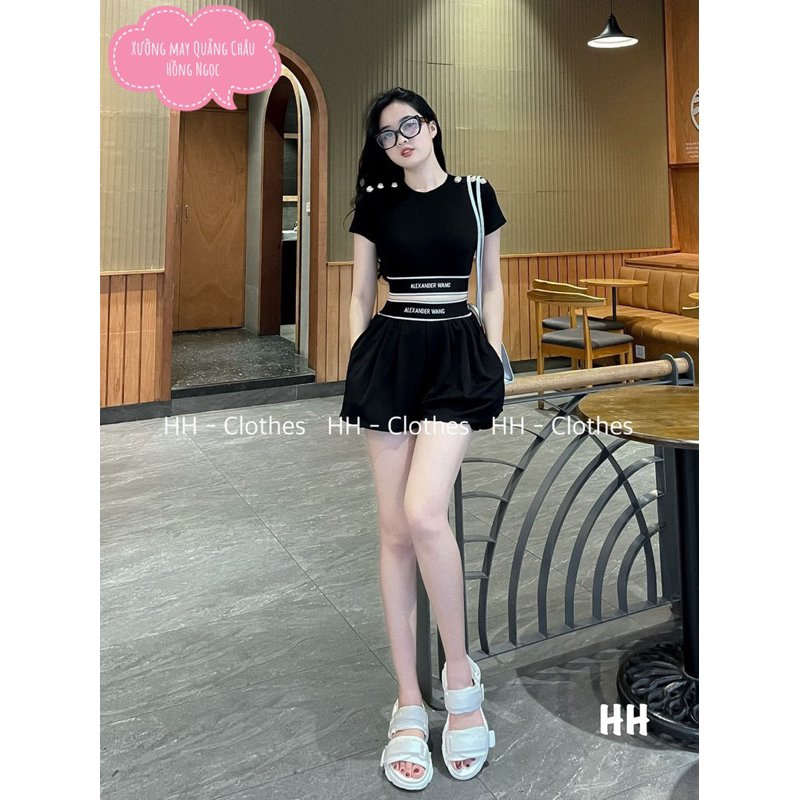 Set Alexander Wang Đính Khuy Vai H2 , set quần áo cho bé