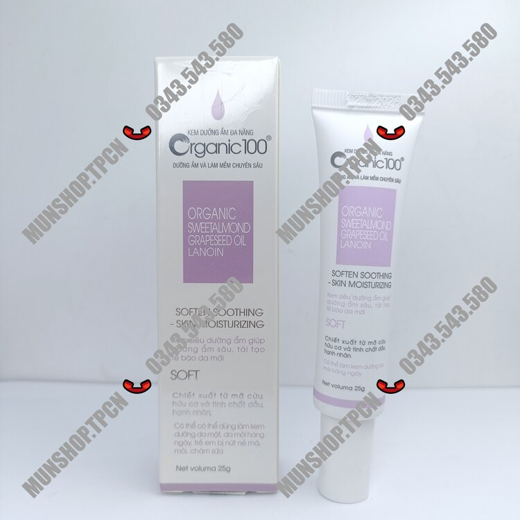 Kem dưỡng ẩm đa năng Organic100 tuýp 25g - Giúp dưỡng ẩm sâu, tái tạo tế bào da mới, dùng cho da bị nứt nẻ, chàm sữa