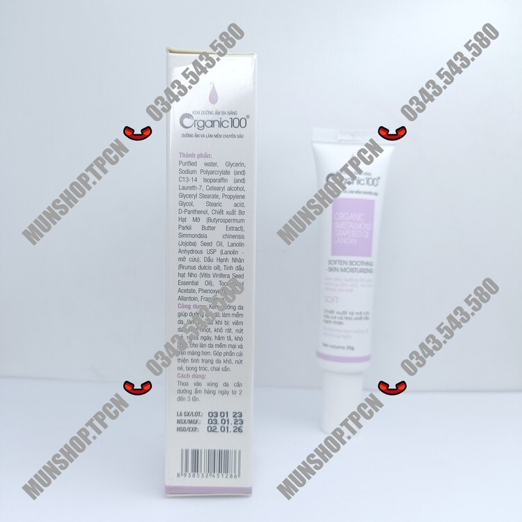 Kem dưỡng ẩm đa năng Organic100 tuýp 25g - Giúp dưỡng ẩm sâu, tái tạo tế bào da mới, dùng cho da bị nứt nẻ, chàm sữa