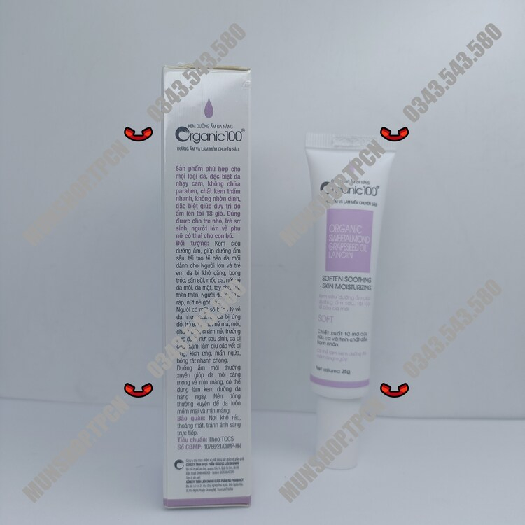 Kem dưỡng ẩm đa năng Organic100 tuýp 25g - Giúp dưỡng ẩm sâu, tái tạo tế bào da mới, dùng cho da bị nứt nẻ, chàm sữa