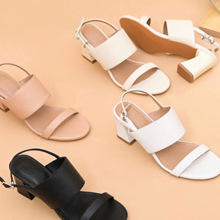 Sandal nữ da thật gót trụ cao 6cm hàng vnxk