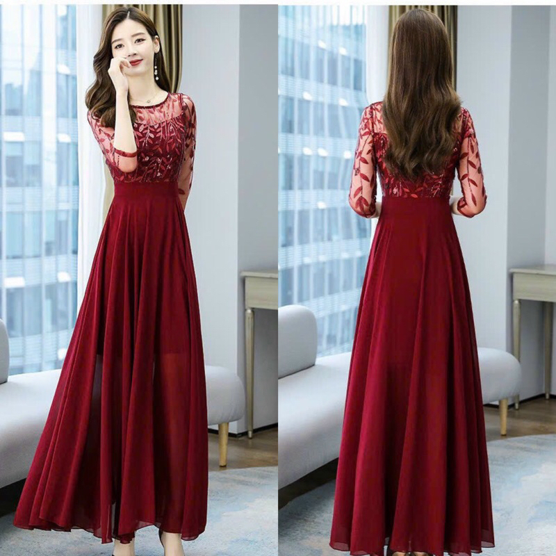 𝐇𝐀̀𝐍𝐆 𝐍𝐇𝐀̣̂𝐏-ĐẦM MAXI DÁNG DÀI PHỐI REN THÊU CAO CẤP