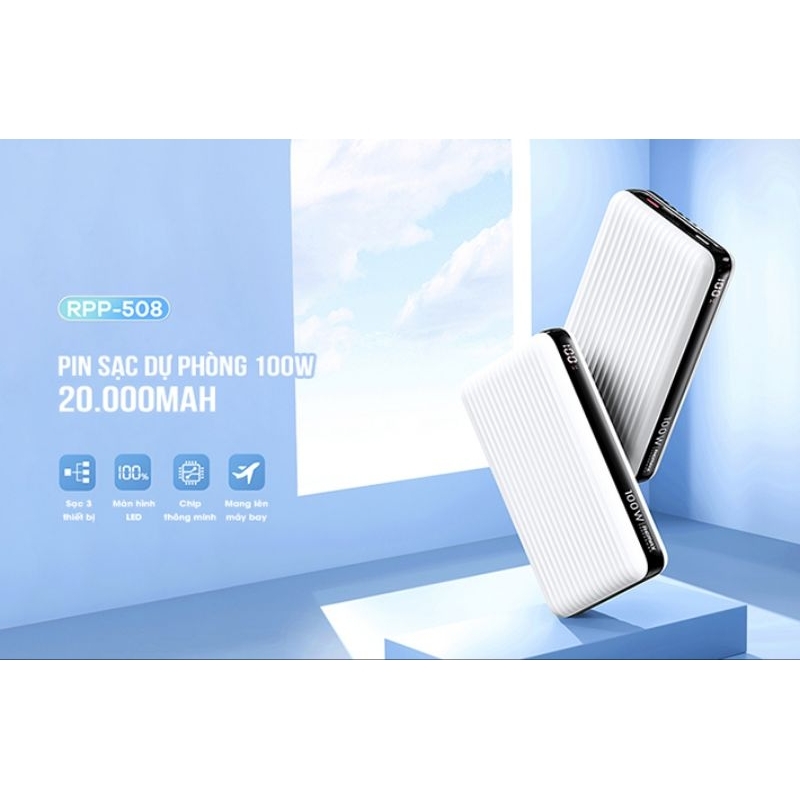 Pin Dự Phòng Sạc Nhanh Cho Laptop 100W REMAX RPP-508 20.000mAh