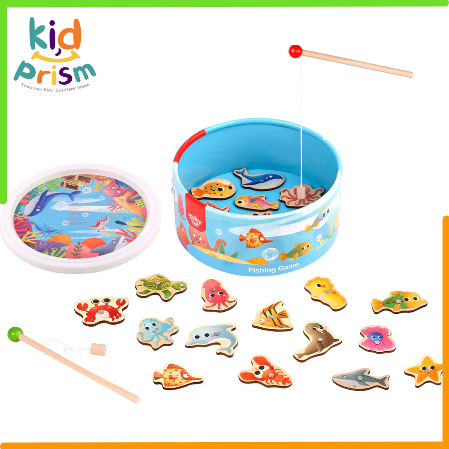 Bộ Đồ Chơi Câu Cá Nam Châm 3D Bằng Gỗ An Toàn Giúp Bé Phát Triển Vận Động Tinh - Đồ chơi giáo dục