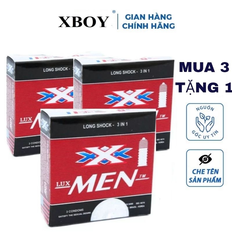 Combo 3 hộp Bao cao su XMEN_ LUXMEN X_Tặng 1 hộp cùng loại