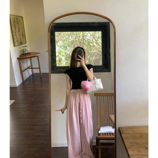 Quần vải ống suông dài cạp chun basic