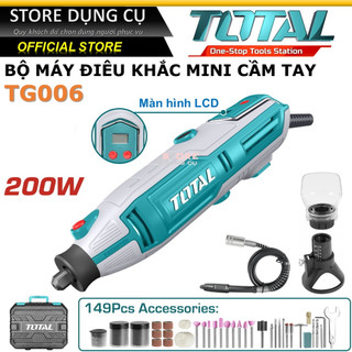 200w máy điêu khắc mini cầm tay total tg2006 | máy mài khuôn khắc mỹ nghệ điện tử, kèm 149 linh kiện, đầu kẹp 2.3-3.2mm