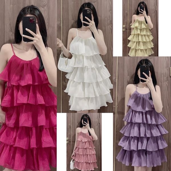 Váy 2 dây ly nhăn viền xoăn 5 tầng (kèm ảnh thật và video)