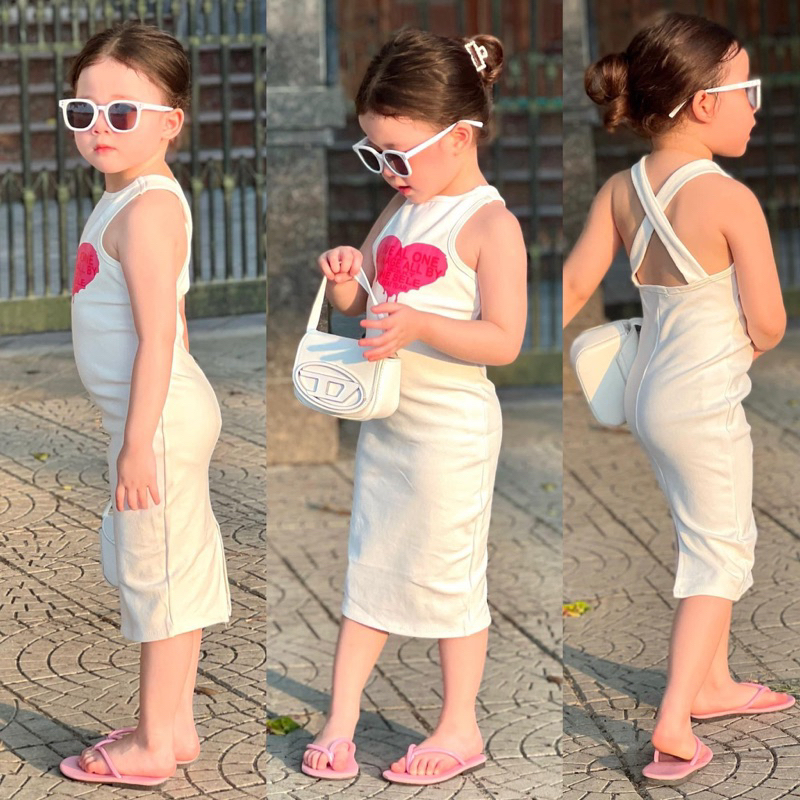 Đầm Body Dây Hở Lưng Nhiều Màu Cho Bé Chất Thun Mềm Mại