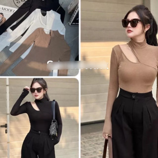 Áo thun lụa tay dài khoét vai xinh GB12090 mới nè