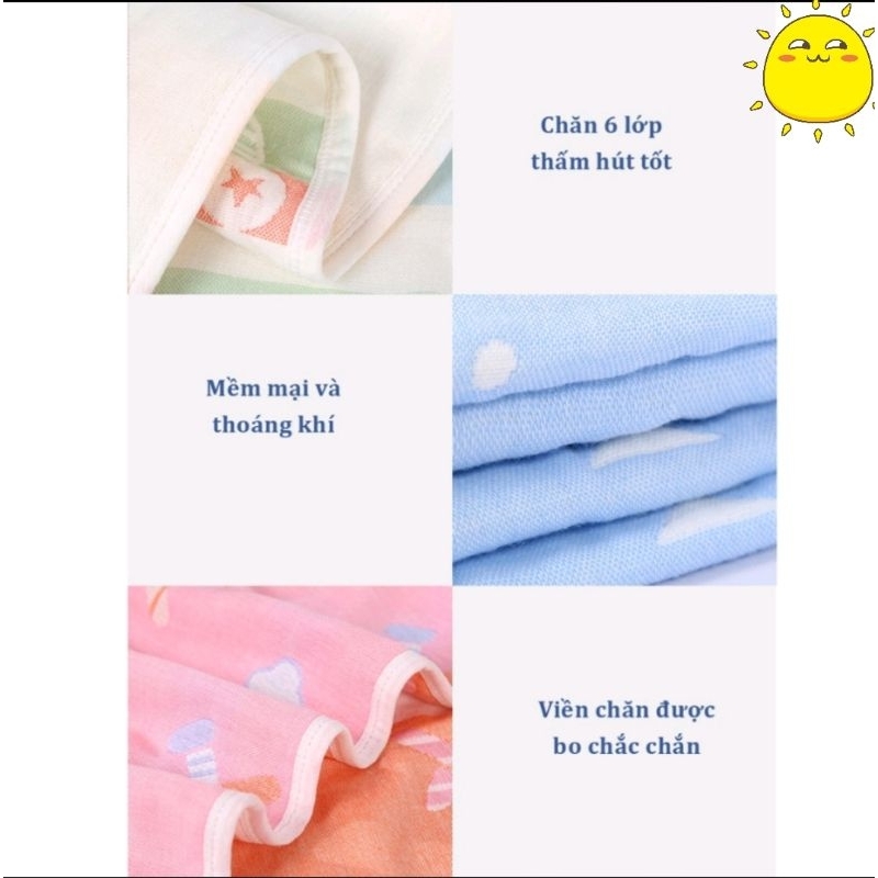 Chăn xô 6 lớp Muslin 100% cotton mềm và nhẹ 2 mặt HÀNG LOẠI 1