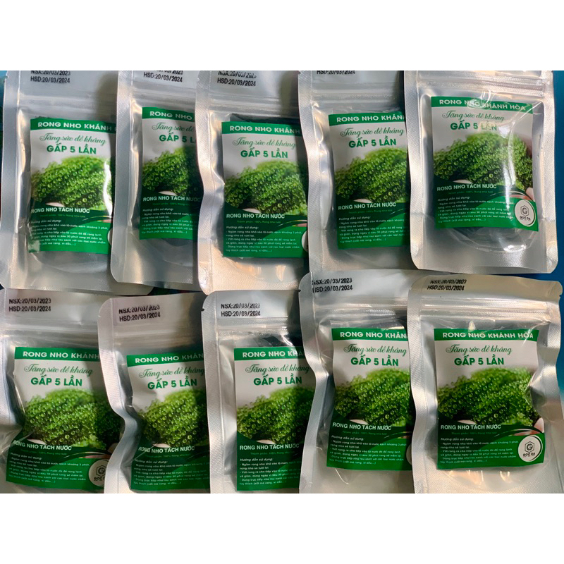 RONG NHO TÁCH NƯỚC 100g - Rong nho tách nước Khánh Hoà 100g nở ra 300g
