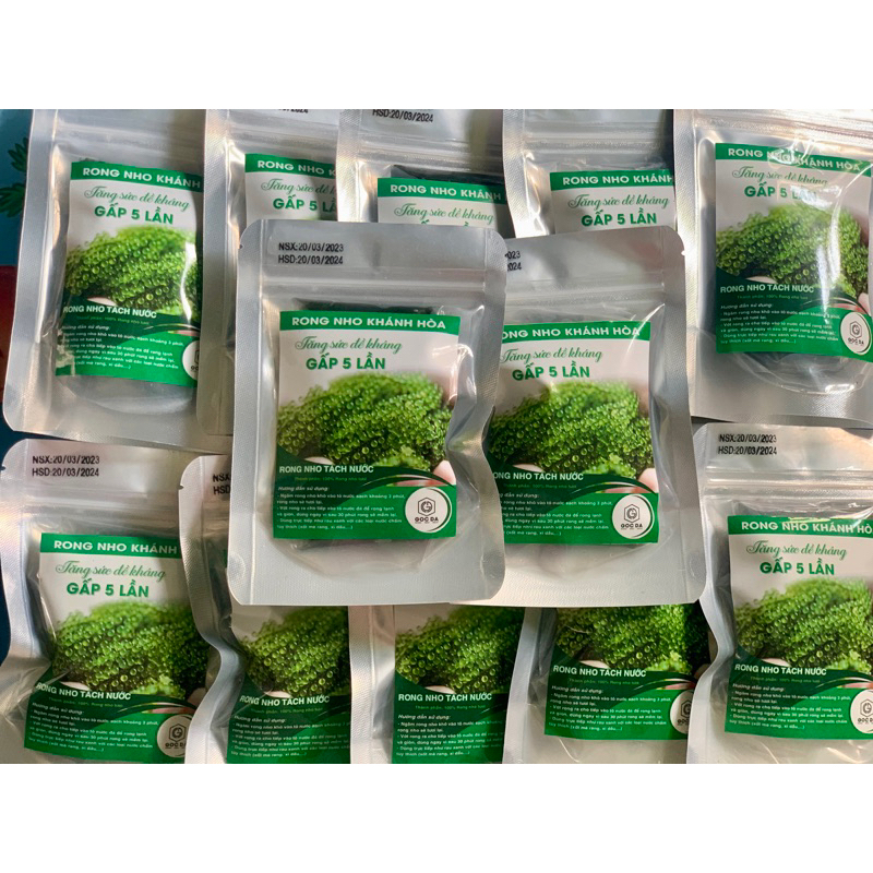 RONG NHO TÁCH NƯỚC 100g - Rong nho tách nước Khánh Hoà 100g nở ra 300g