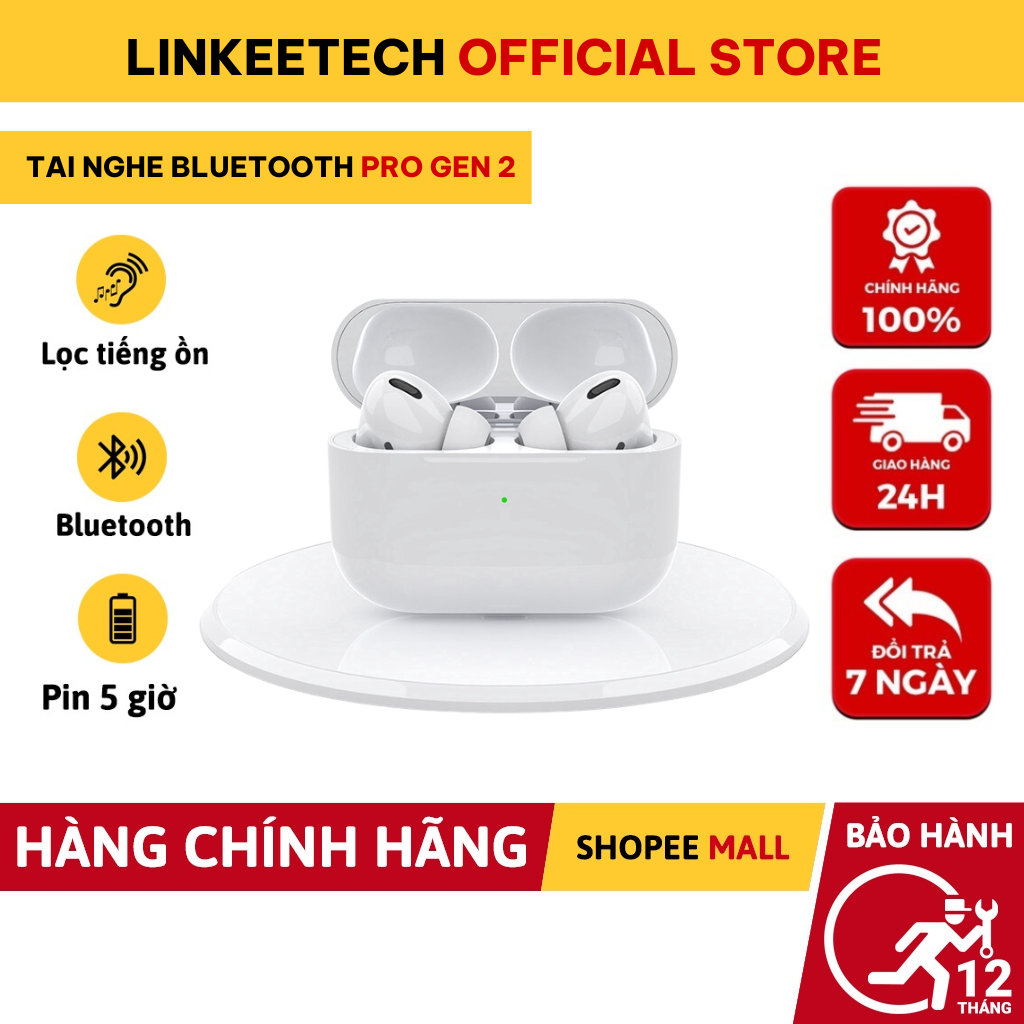 Tai Nghe Bluetooth Không Dây AP2, AP3, Pro, Pro 2 Âm To Mic Rõ Pin Trâu Cảm Ứng Chạm Định Vị Đổi Tên- Linkeetech