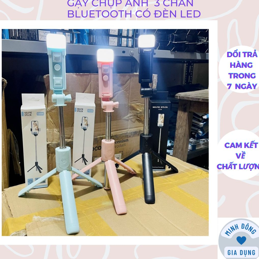 Gậy chụp ảnh 3 chân kèm remote, có đèn led trợ sáng - Gậy tự sướng selfie chụp hình điều khiển từ xa xoay nhiều góc độ