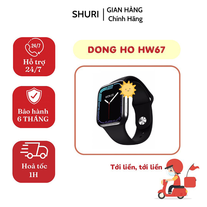 Đồng Hồ Thông Minh Tràn Viền Khung Thép Cao Cấp / Smart Watch HW67 Cảm Ứng Mượt - Nghe Gọi - Thay Ảnh Nền - BH 5 Tháng