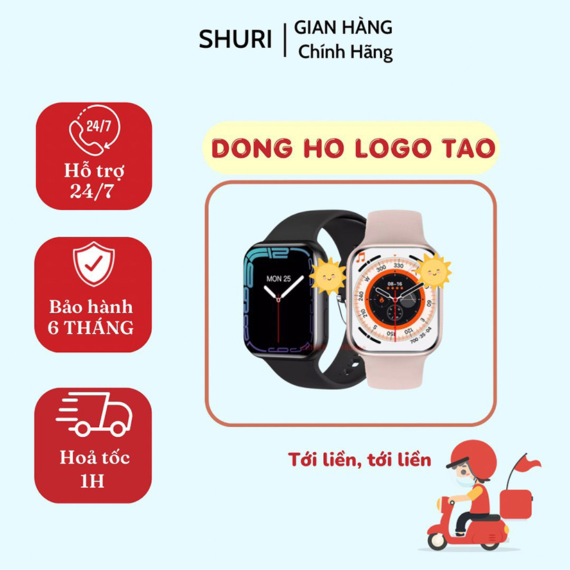 Đồng Hồ Thông Minh Logo Táo Khung Thép Smart Watch Táo Thép Thay Ảnh Nền