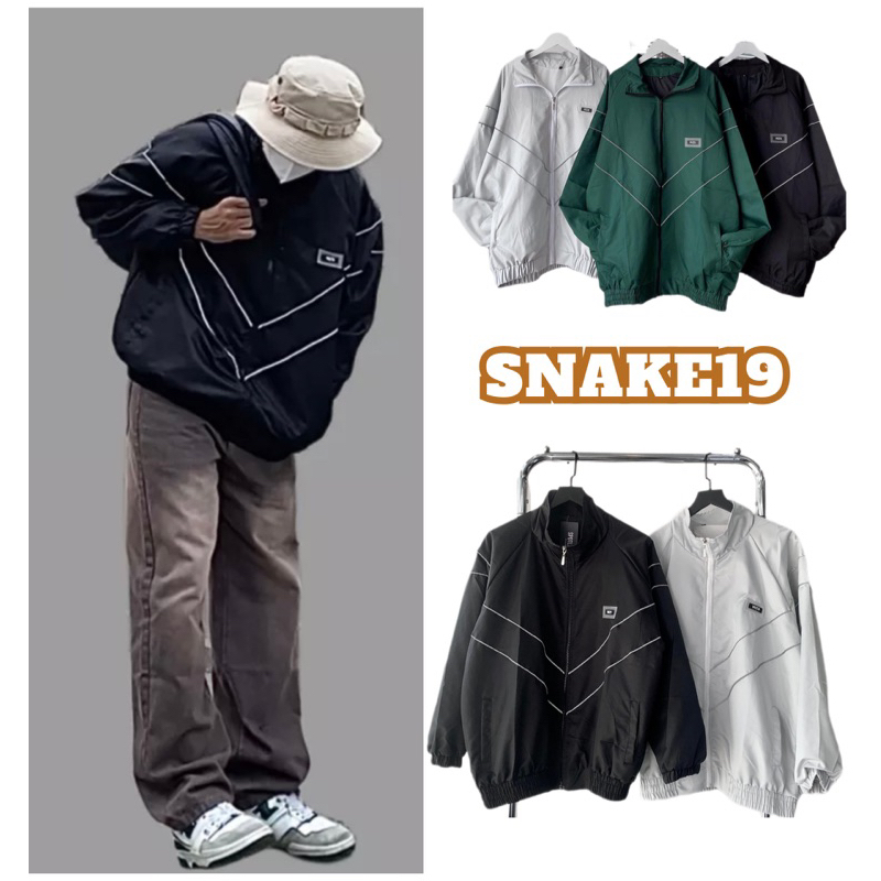 Áo khoác dù JACKET WZS Cao Cấp khóa Zip UNISEX TAG CAO SU form rộng có túi trong chất dù 2 lớp dày dặn (Ko phản Quang)