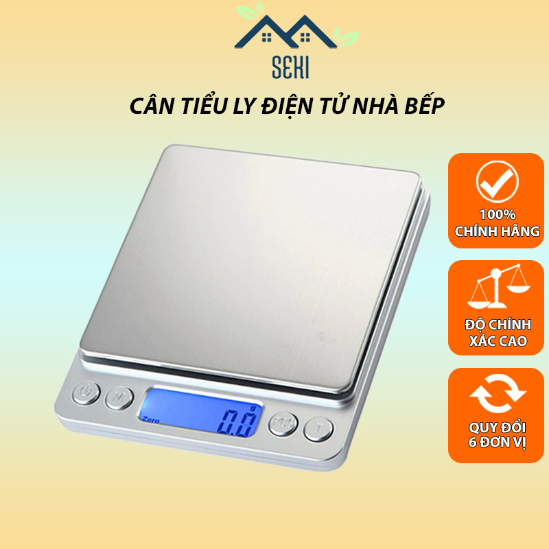 Cân tiểu ly điện tử mini định lượng 0,1g - 3kg, cân nhà bếp làm bánh độ chính xác cao kèm 2 viên pin AAA