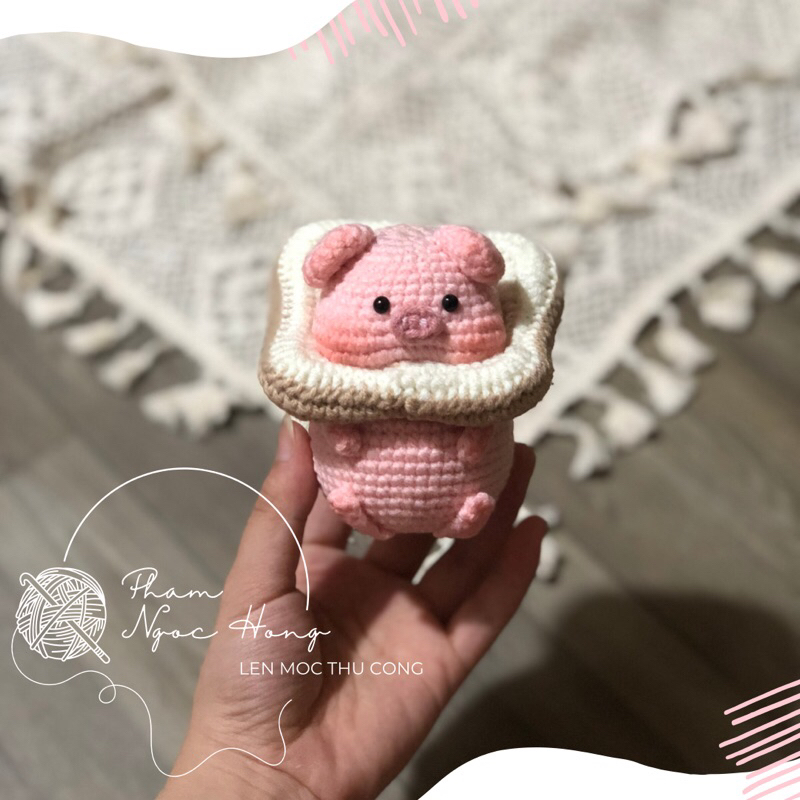 Lợn bánh mì, lợn nhồi bông, lợn len, len móc thủ công