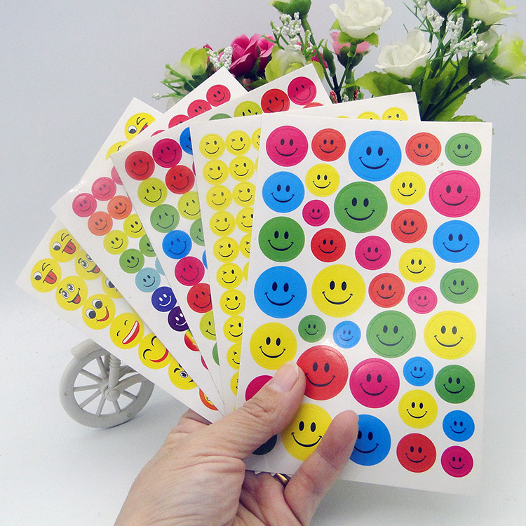 Sticker khen thưởng học sinh dán sổ cute dễ thương, sticker mặt cười ngôi sao