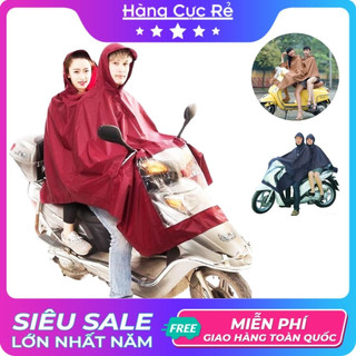 Áo mưa 2 đầu dành cho 2 người lớn, vải nhựa dẻo siêu nhẹ chống nước, bỏ cốp xe tiện lợi - Shop Hàng Cực Rẻ